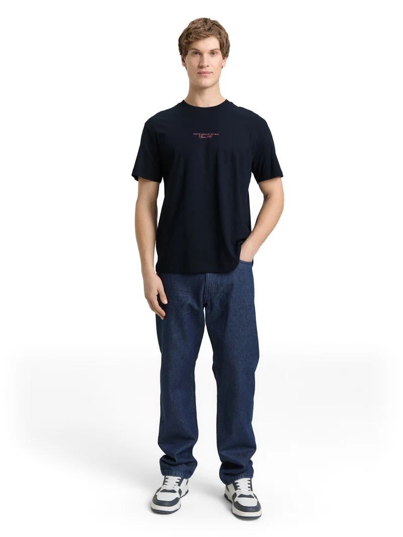 relaxed printed t-shirt, sky captain blue