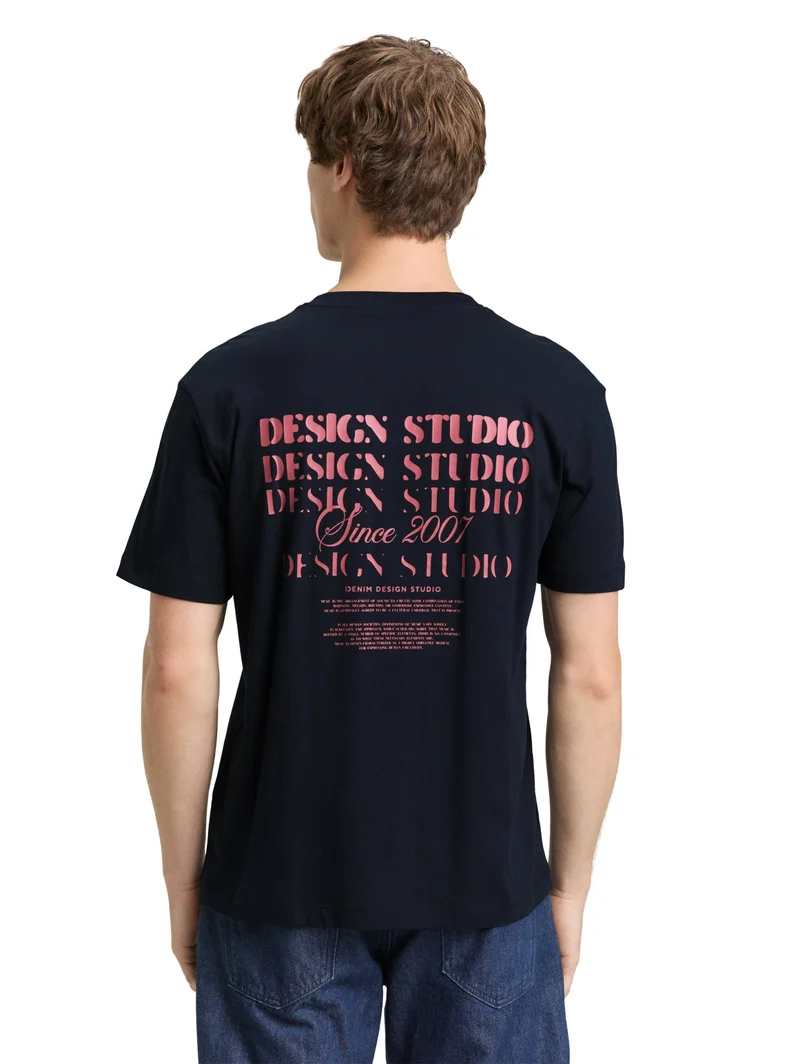 relaxed printed t-shirt, sky captain blue