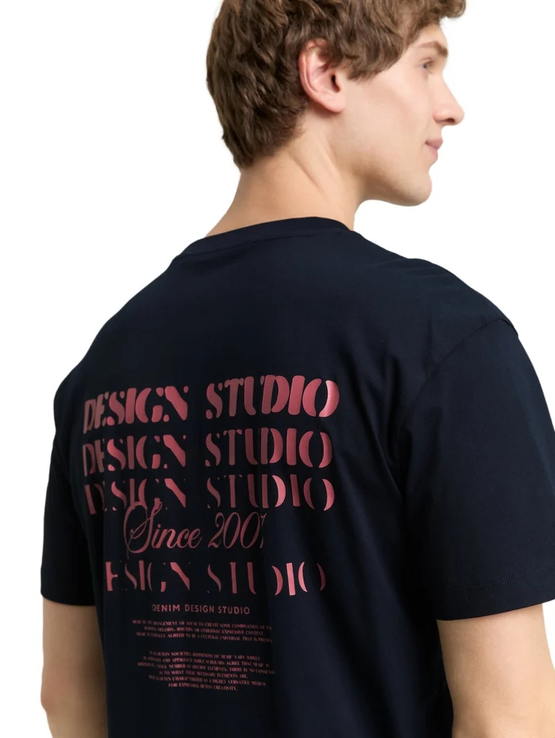 relaxed printed t-shirt, sky captain blue