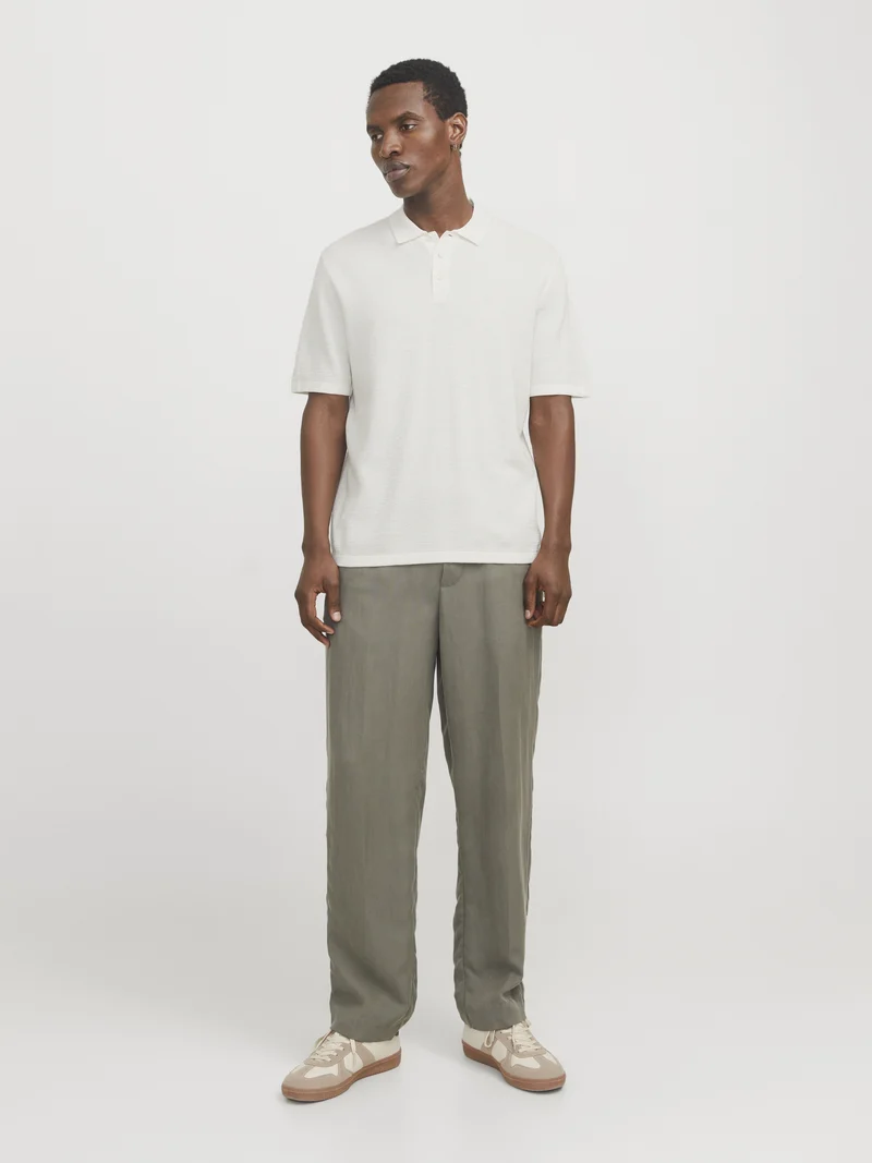 JJEGEORGE KNIT POLO SS SN, Cloud Dancer