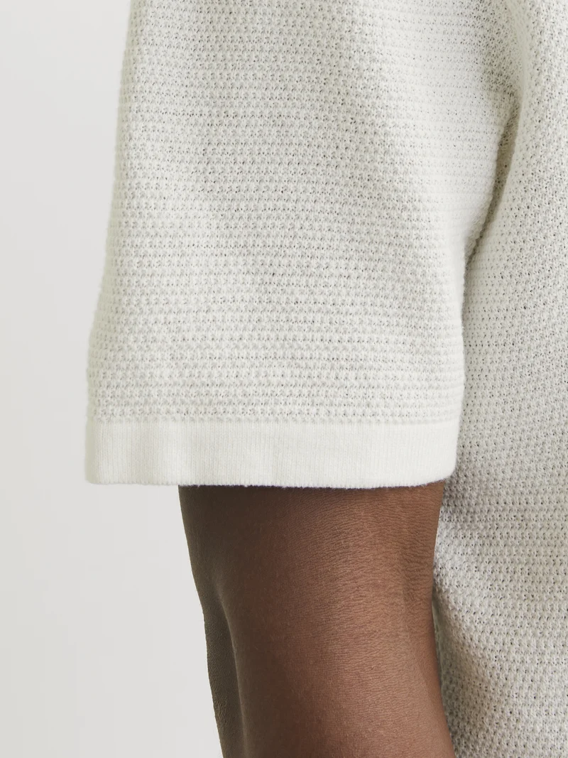 JJEGEORGE KNIT POLO SS SN, Cloud Dancer