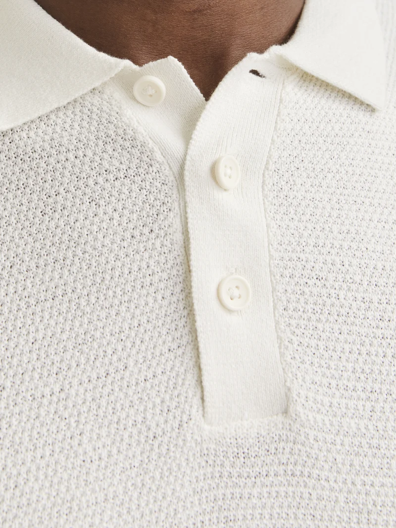 JJEGEORGE KNIT POLO SS SN, Cloud Dancer