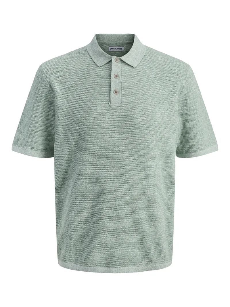 JJEGEORGE KNIT POLO SS SN, Granite Green/w. Cloud Dancer
