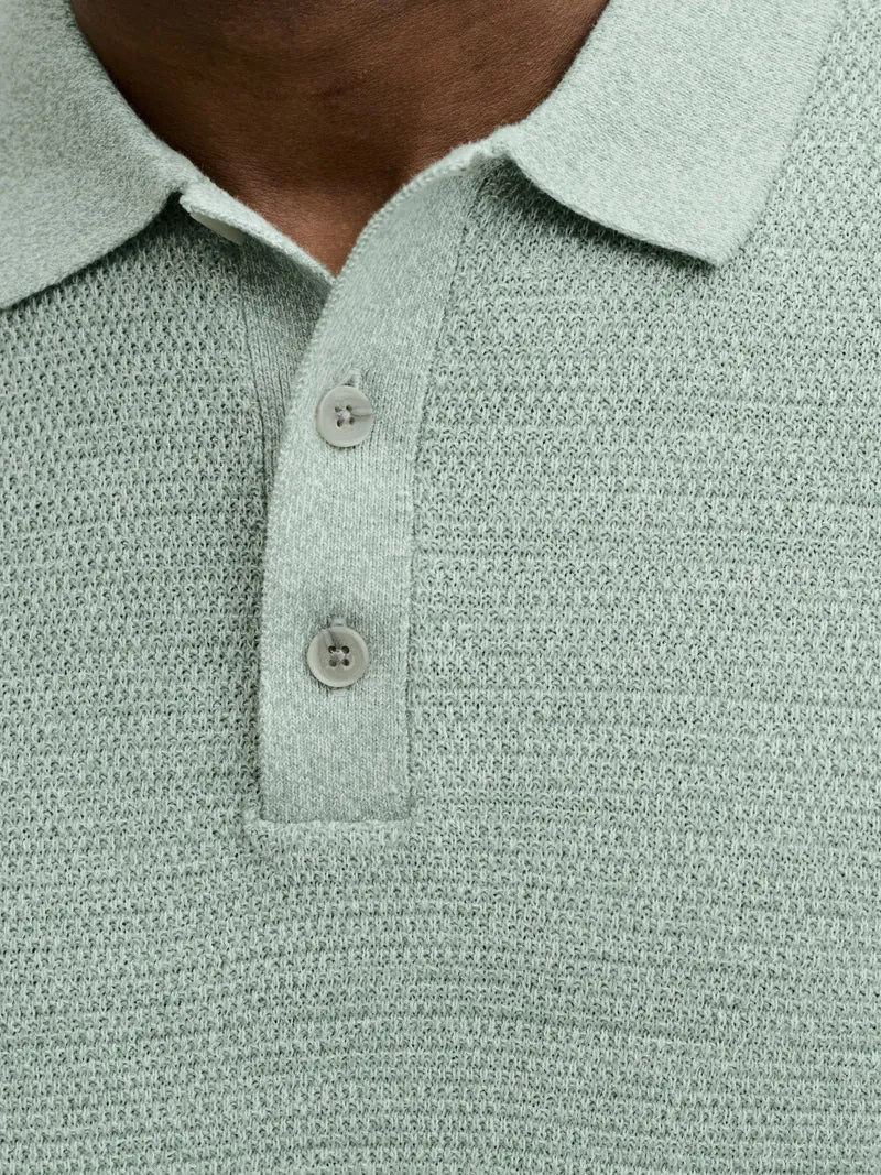 JJEGEORGE KNIT POLO SS SN, Granite Green/w. Cloud Dancer