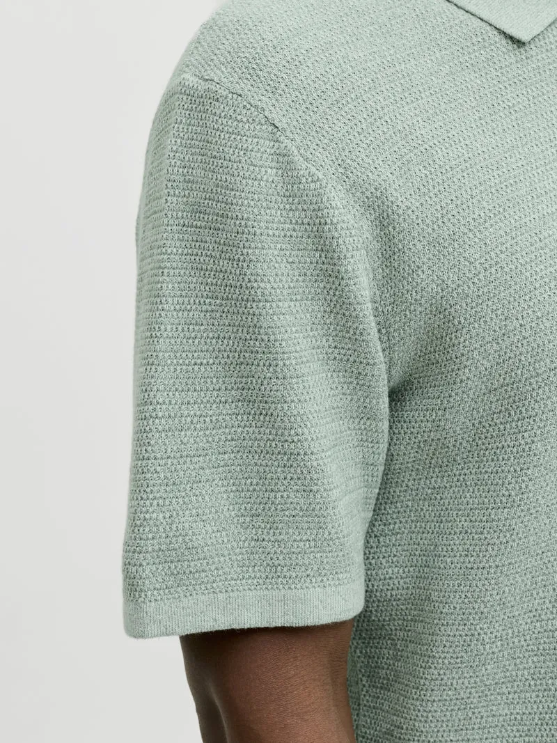 JJEGEORGE KNIT POLO SS SN, Granite Green/w. Cloud Dancer