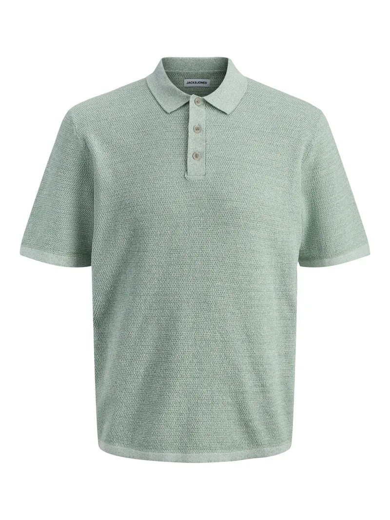 JJEGEORGE KNIT POLO SS SN, Granite Green/w. Cloud Dancer