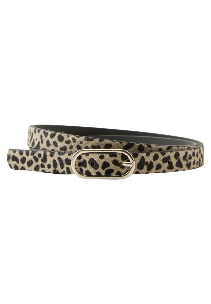 OP_Thin Leo Belt with Fur Leat, Black