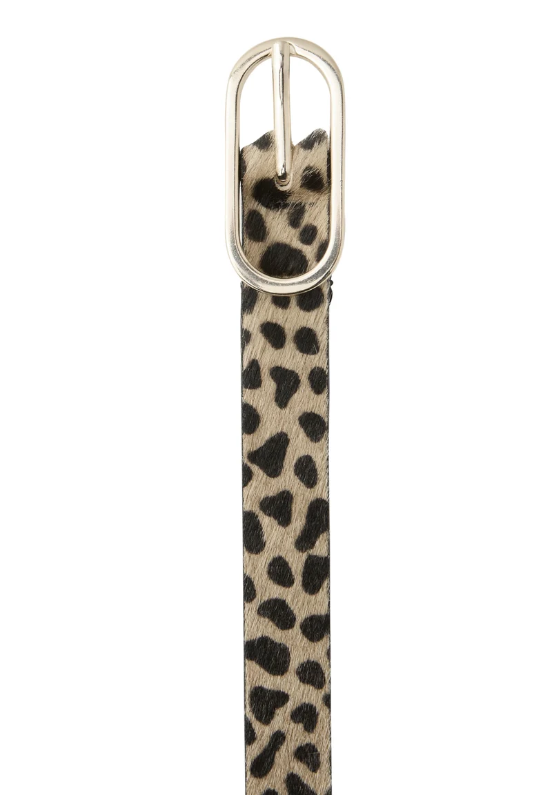 OP_Thin Leo Belt with Fur Leat, Black