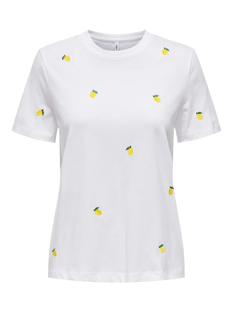ONLKETTY S/S O-NECK TOP JRS NOOS, Bright White/Lemon