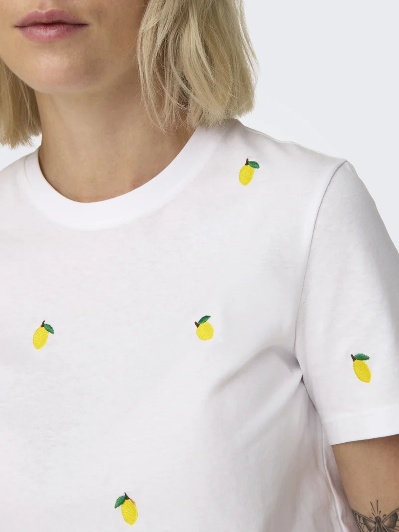 ONLKETTY S/S O-NECK TOP JRS NOOS, Bright White/Lemon