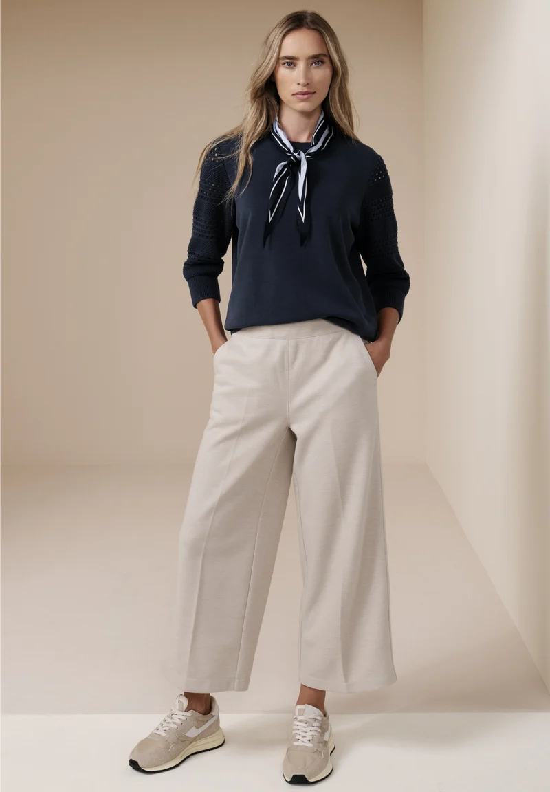 silk look shirt w.knit sleeves, shadowed navy