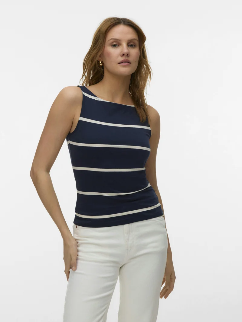VMDINA SL BOAT NECK TOP JRS GA, Navy Blazer/Birch