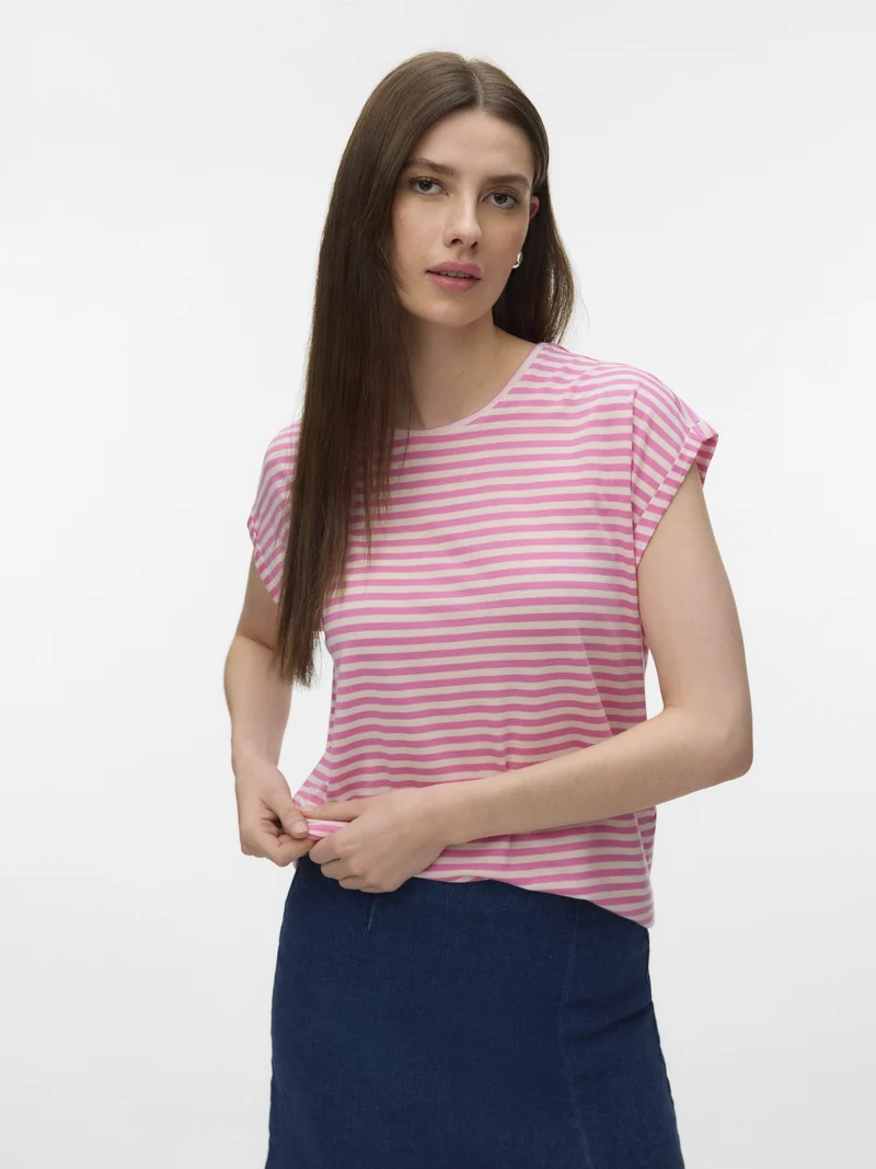VMAVA SS TOP STRIPE JRS NOOS, Pink Cosmos/PRISTINE