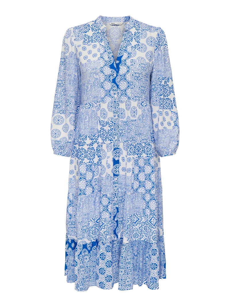 ONLMILANA 7/8 DRESS WVN NOOS, Princess Blue/MIX GRAPHIC