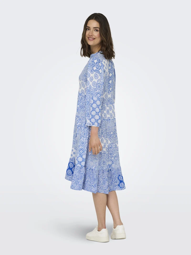 ONLMILANA 7/8 DRESS WVN NOOS, Princess Blue/MIX GRAPHIC