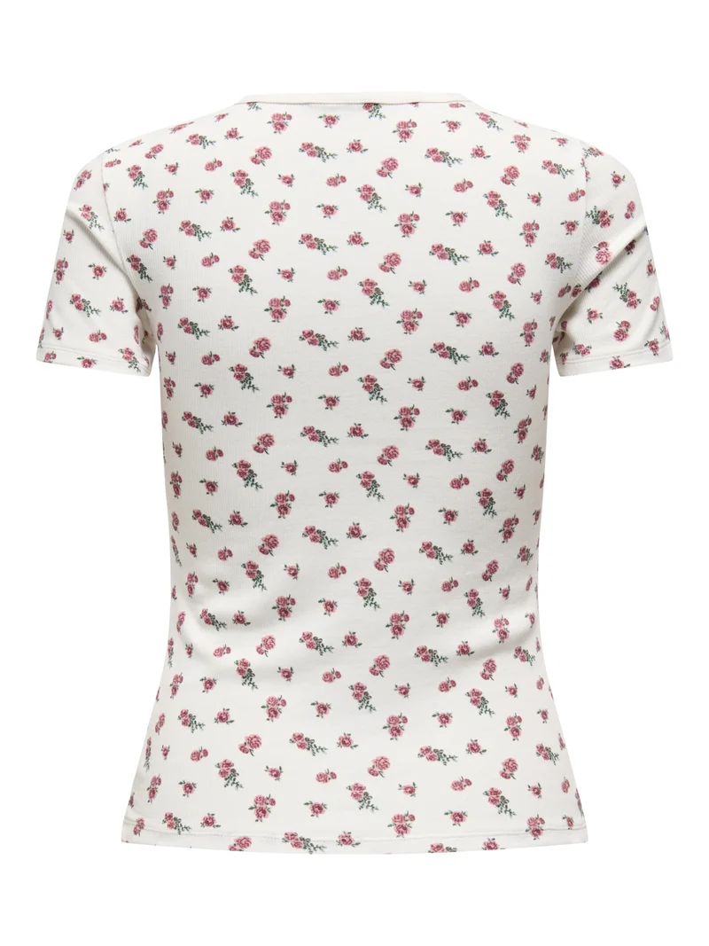 JDYLUCKY S/S O NECK TOP JRS NOOS, Cloud Dancer/ROSE