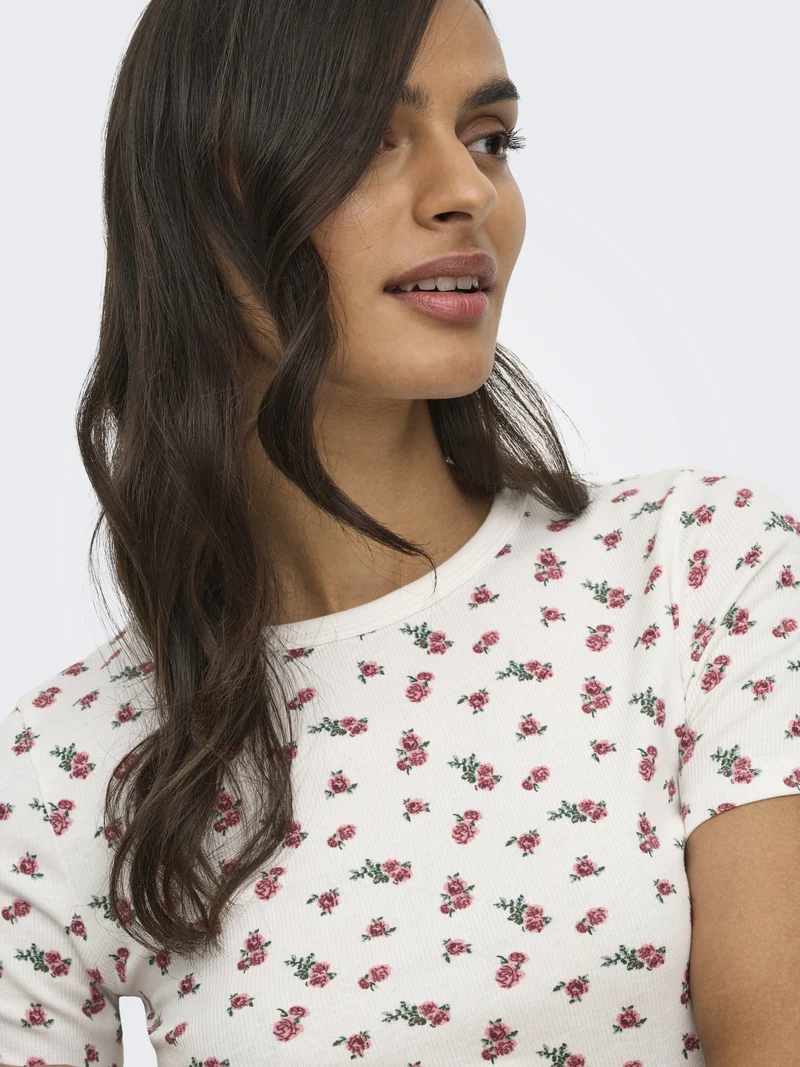 JDYLUCKY S/S O NECK TOP JRS NOOS, Cloud Dancer/ROSE