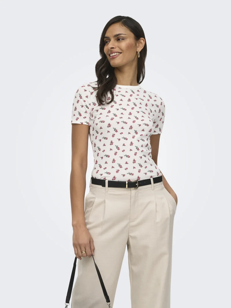 JDYLUCKY S/S O NECK TOP JRS NOOS, Cloud Dancer/ROSE