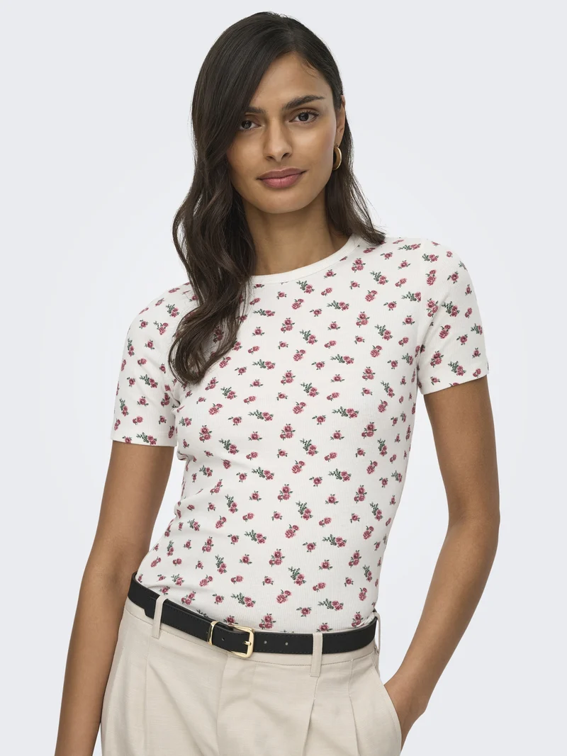 JDYLUCKY S/S O NECK TOP JRS NOOS, Cloud Dancer/ROSE