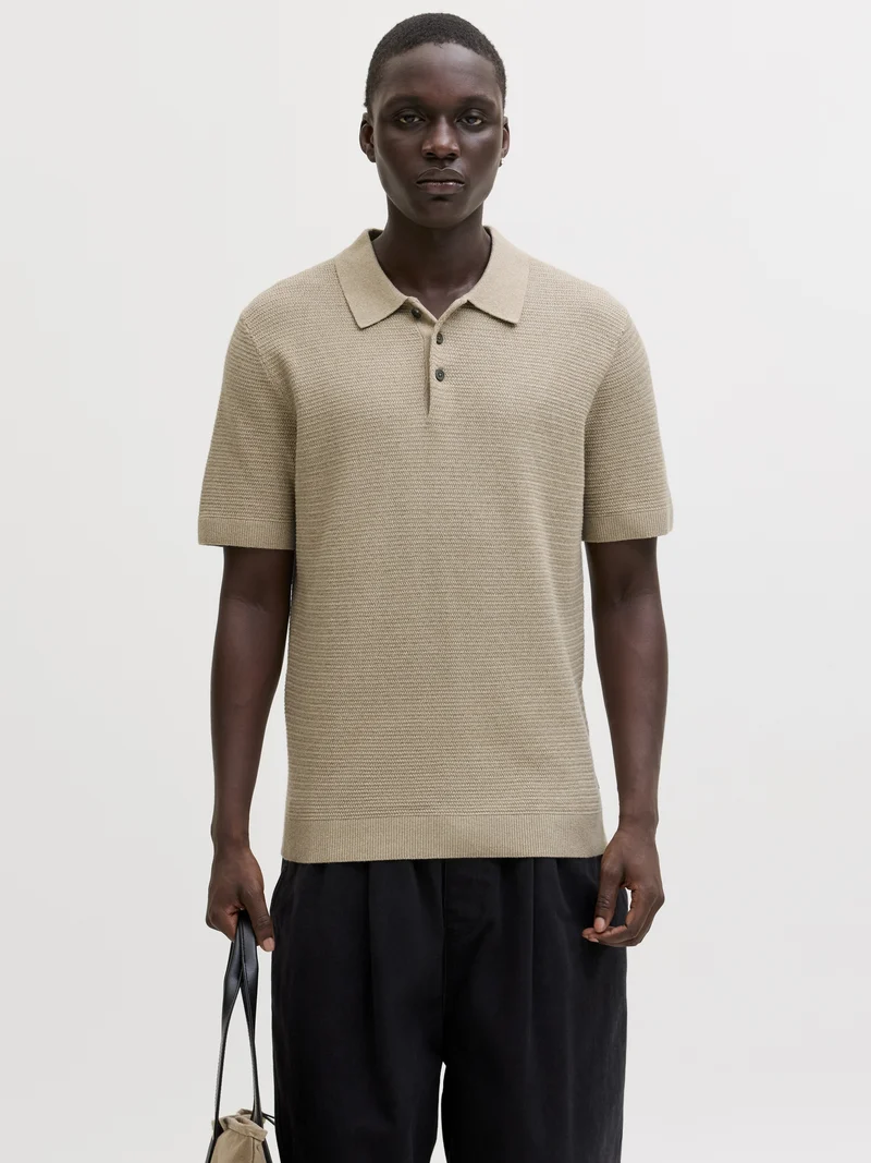 JPRBLURILEY KNIT POLO SS SN, Lemon Pepper/twist