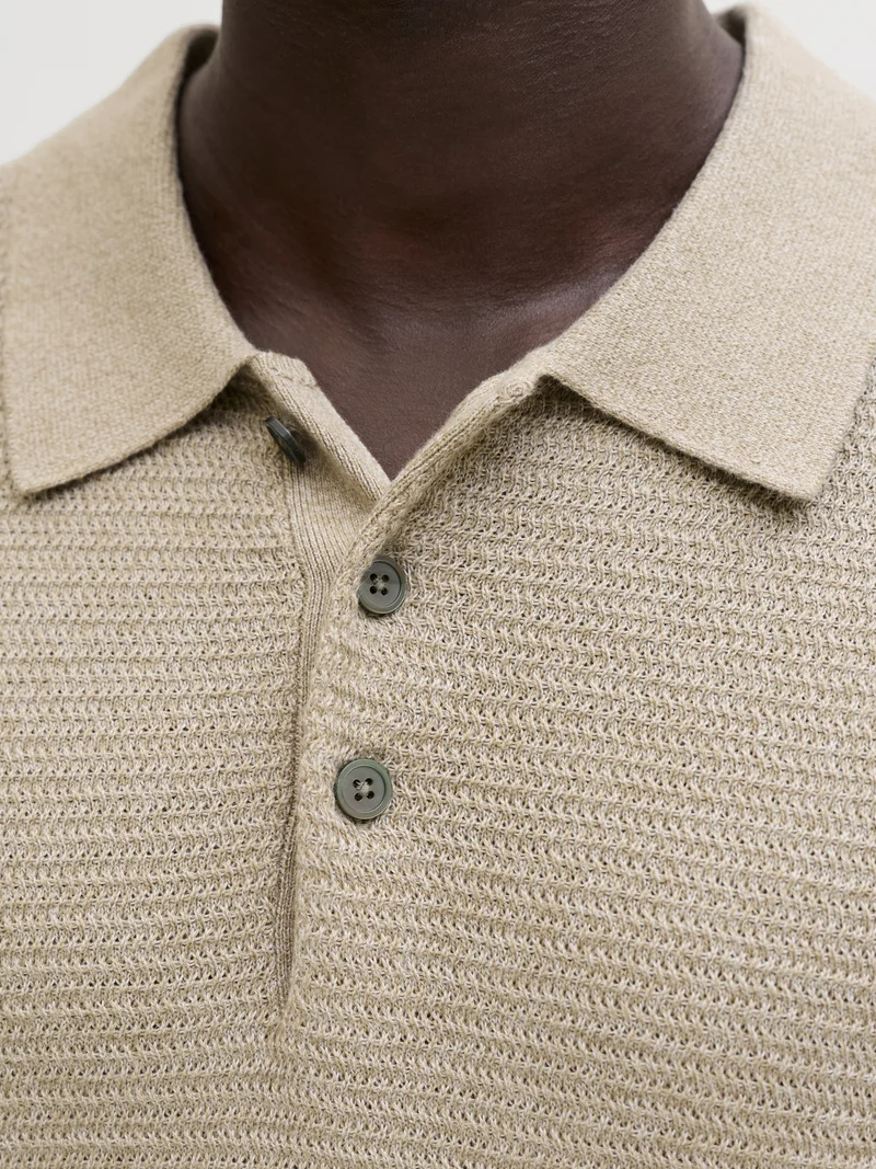 JPRBLURILEY KNIT POLO SS SN, Lemon Pepper/twist