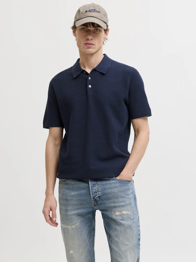 JPRBLURILEY KNIT POLO SS SN, Sky Captain