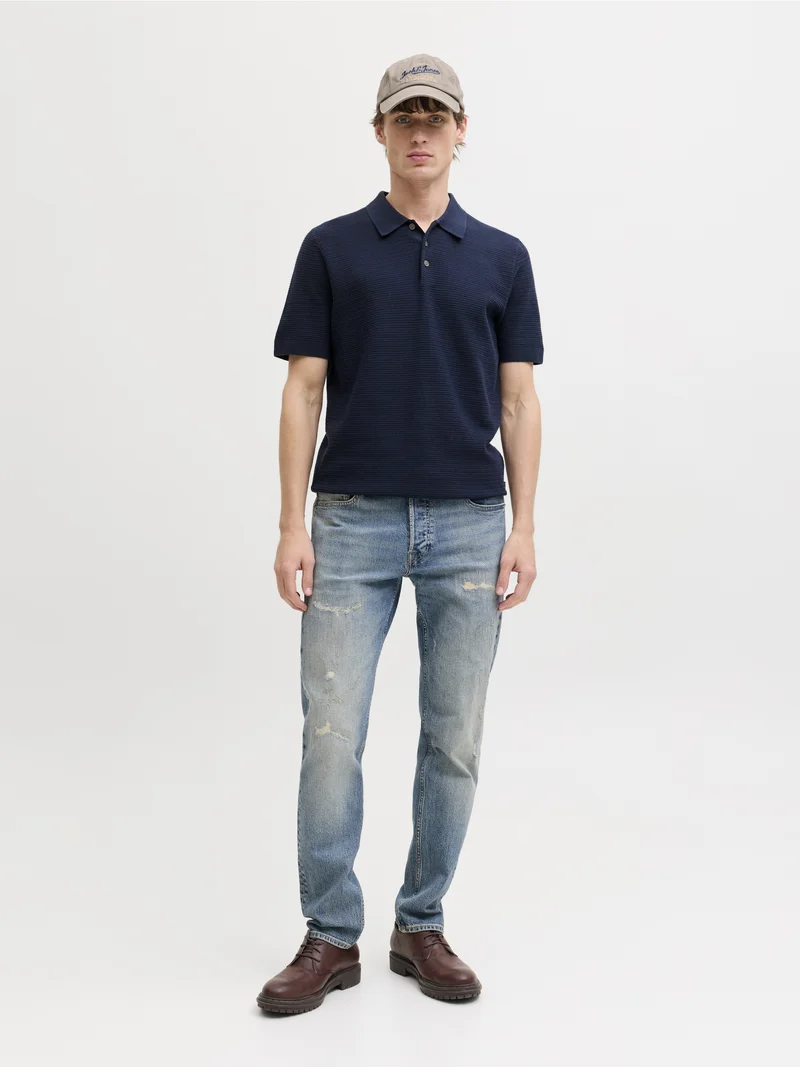 JPRBLURILEY KNIT POLO SS SN, Sky Captain