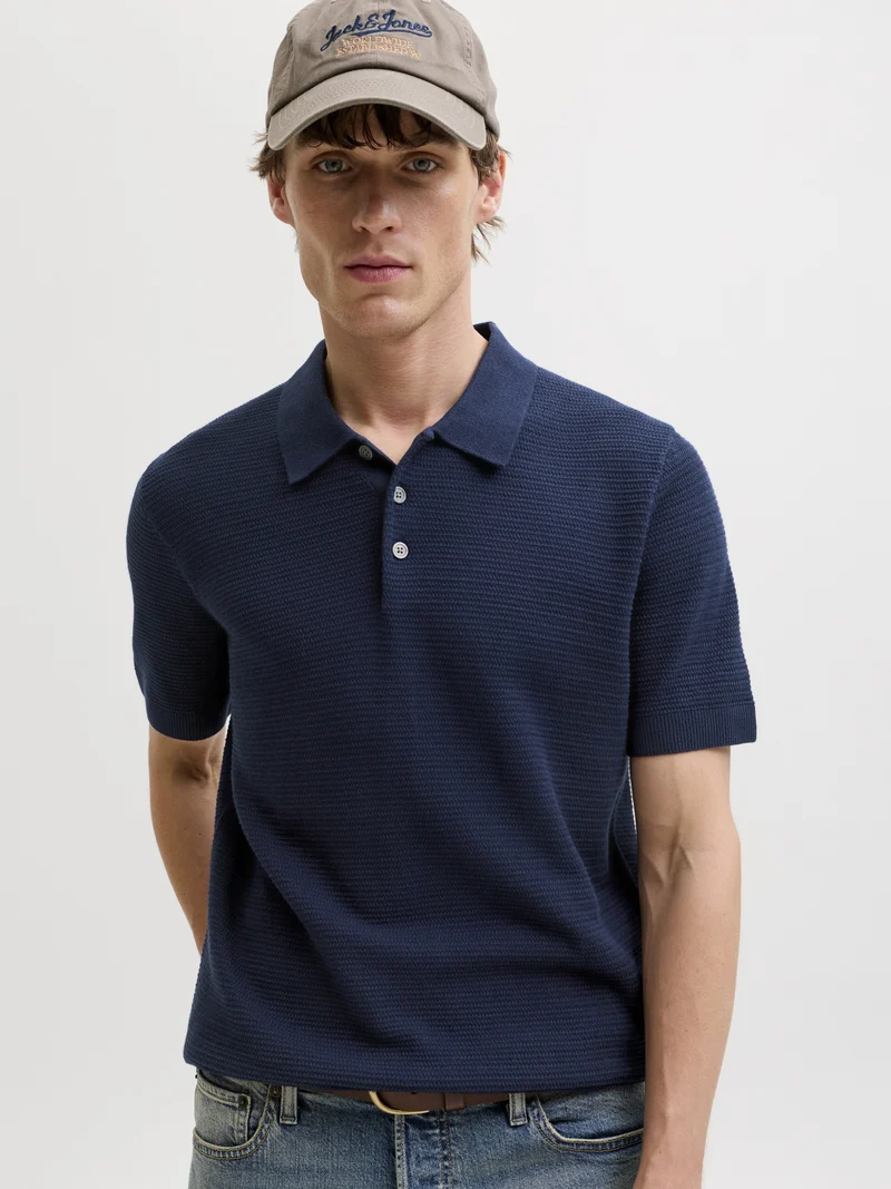 JPRBLURILEY KNIT POLO SS SN, Sky Captain