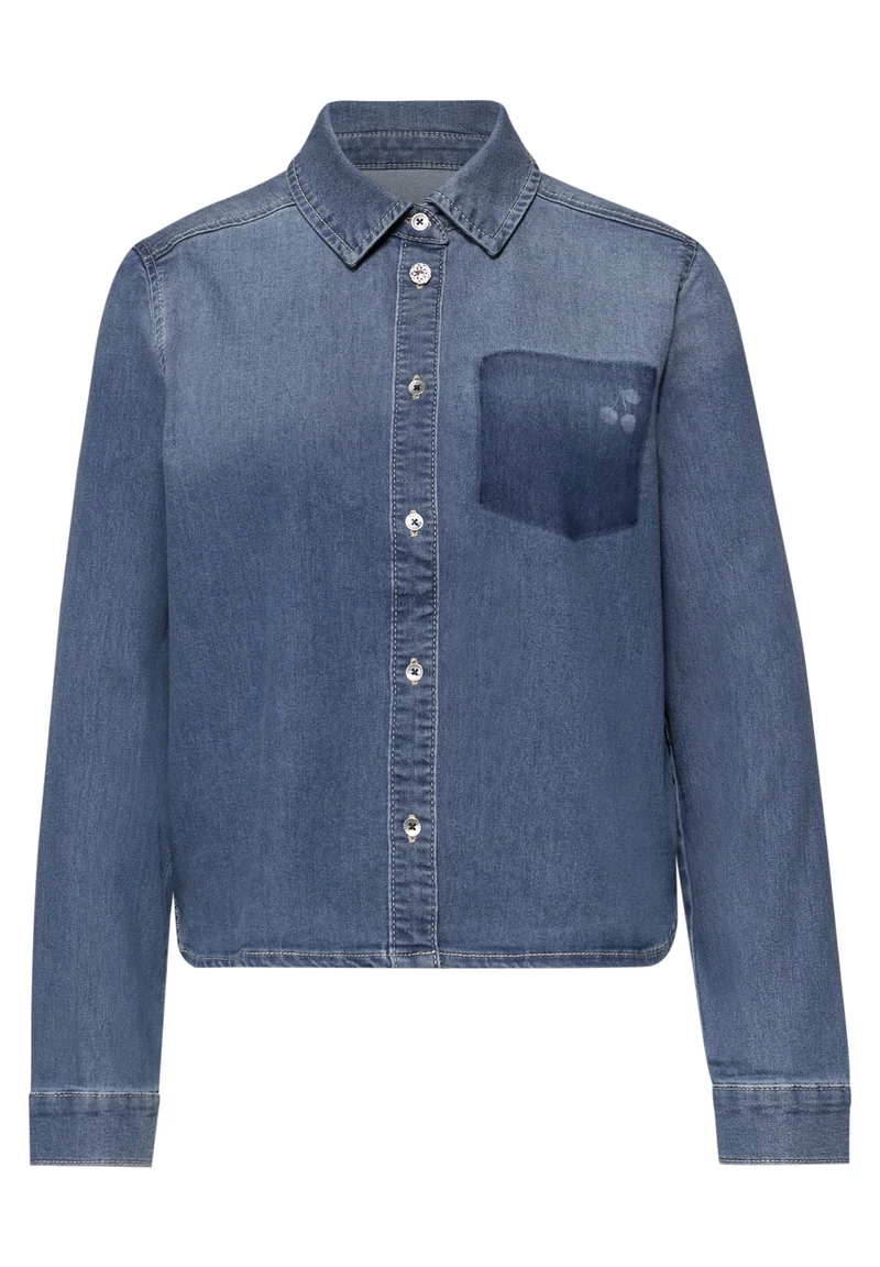 Studio Style Blouse,mid blue, mid blue authentic washed