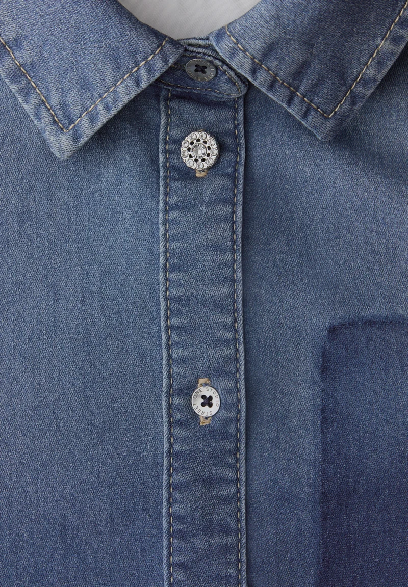 Studio Style Blouse,mid blue, mid blue authentic washed
