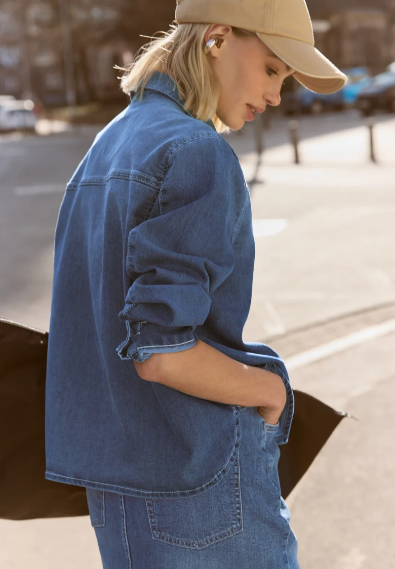Studio Style Blouse,mid blue, mid blue authentic washed