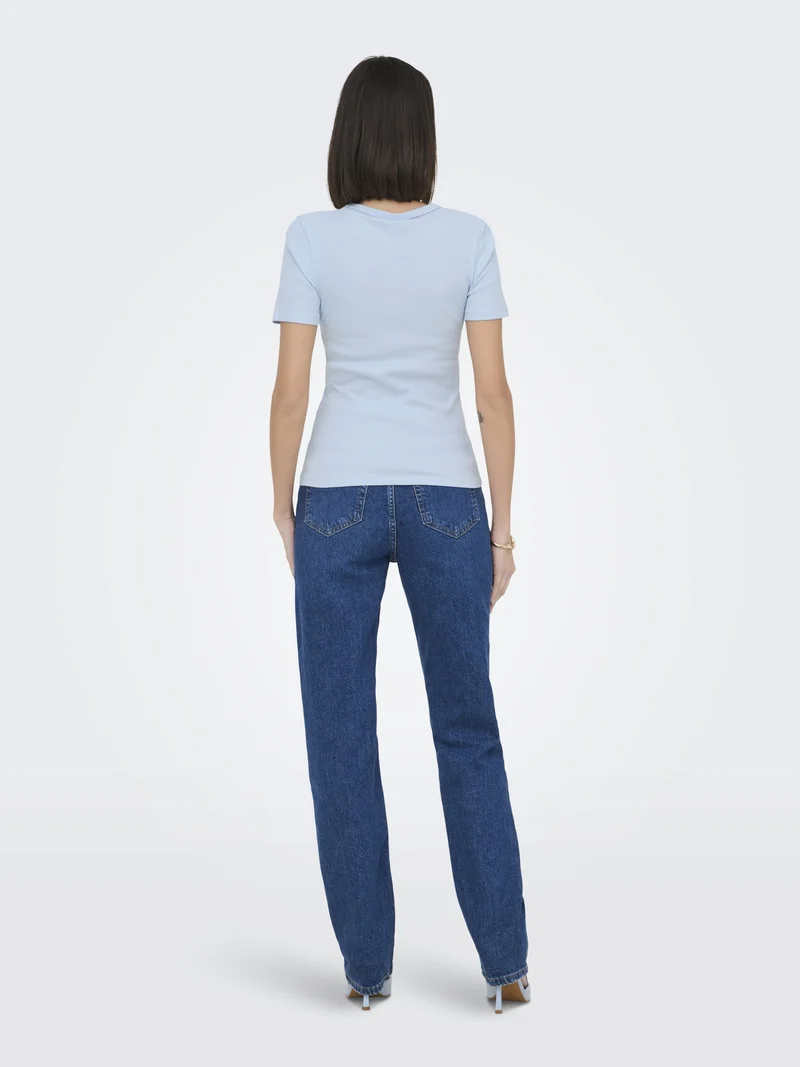 JDYLUCKY S/S O NECK TOP JRS NOOS, Cashmere Blue