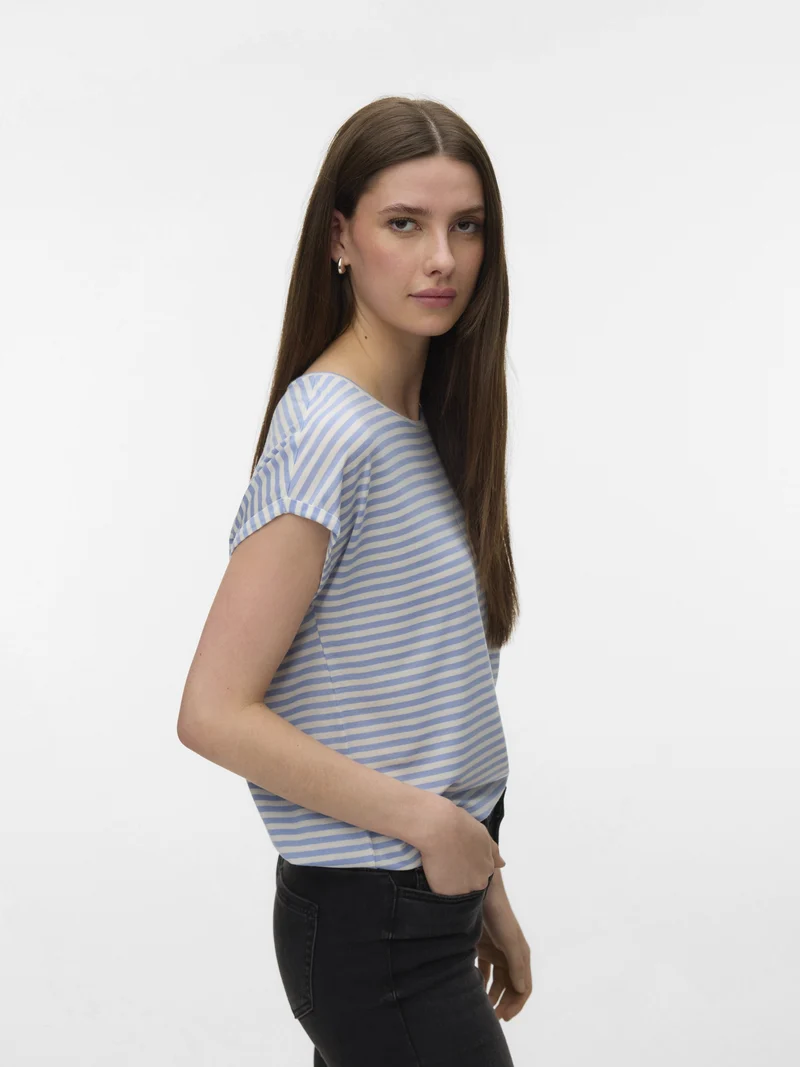 VMAVA SS TOP STRIPE JRS NOOS, Brunnera Blue/PRISTINE