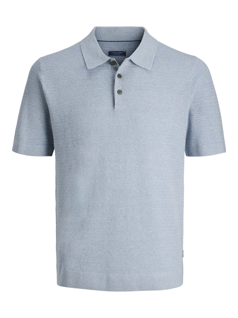 JPRBLURILEY KNIT POLO SS SN, Ashley Blue/twist