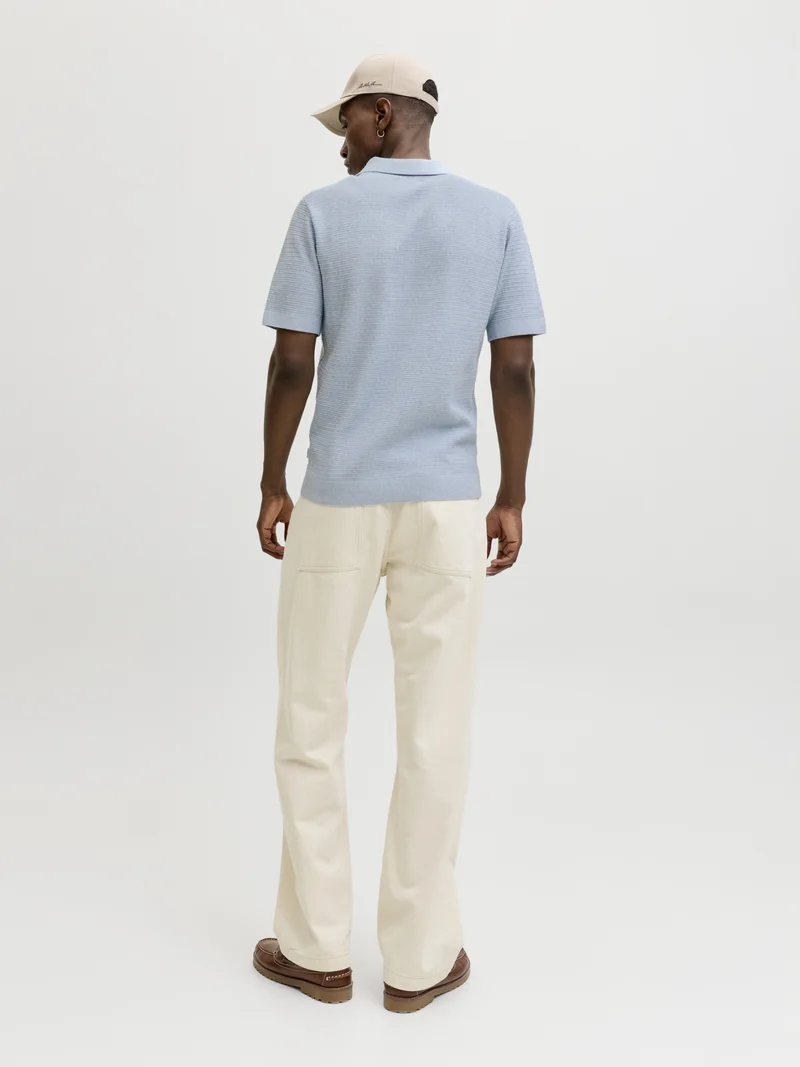 JPRBLURILEY KNIT POLO SS SN, Ashley Blue/twist
