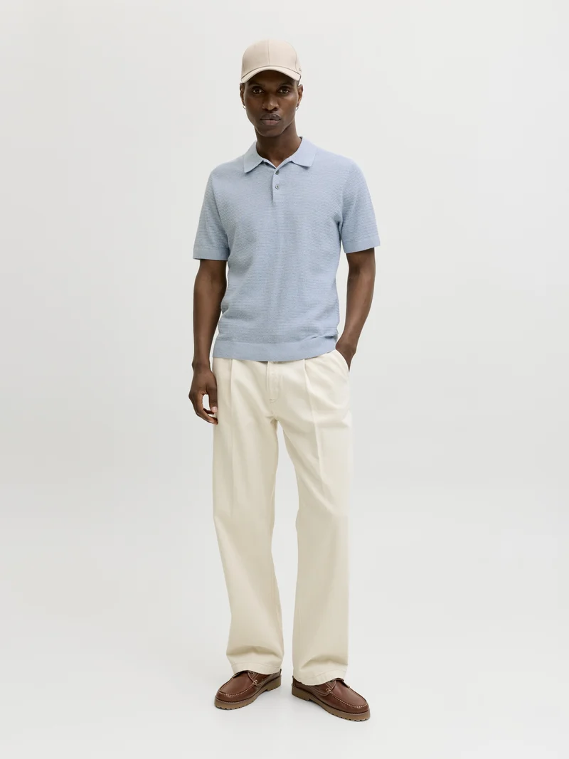 JPRBLURILEY KNIT POLO SS SN, Ashley Blue/twist