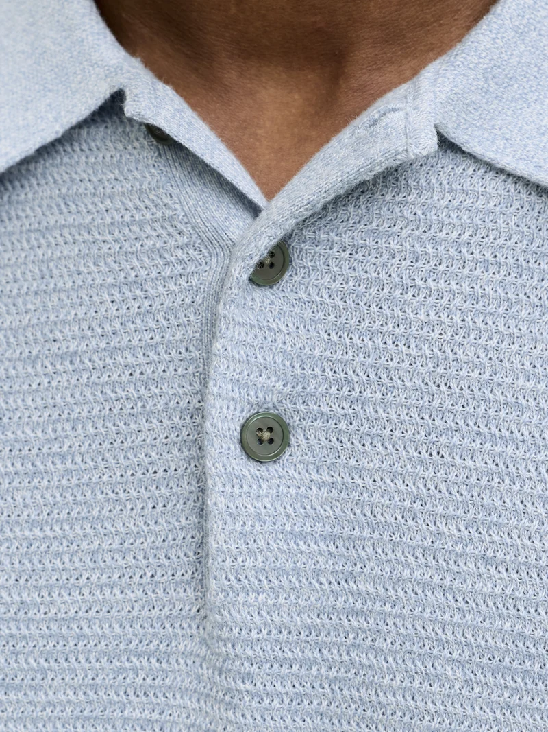 JPRBLURILEY KNIT POLO SS SN, Ashley Blue/twist