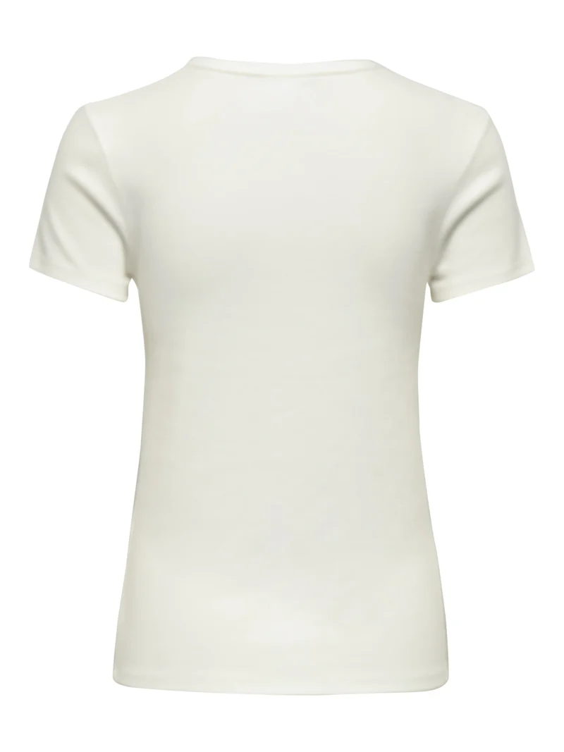 JDYLUCKY S/S O NECK TOP JRS NOOS, Cloud Dancer