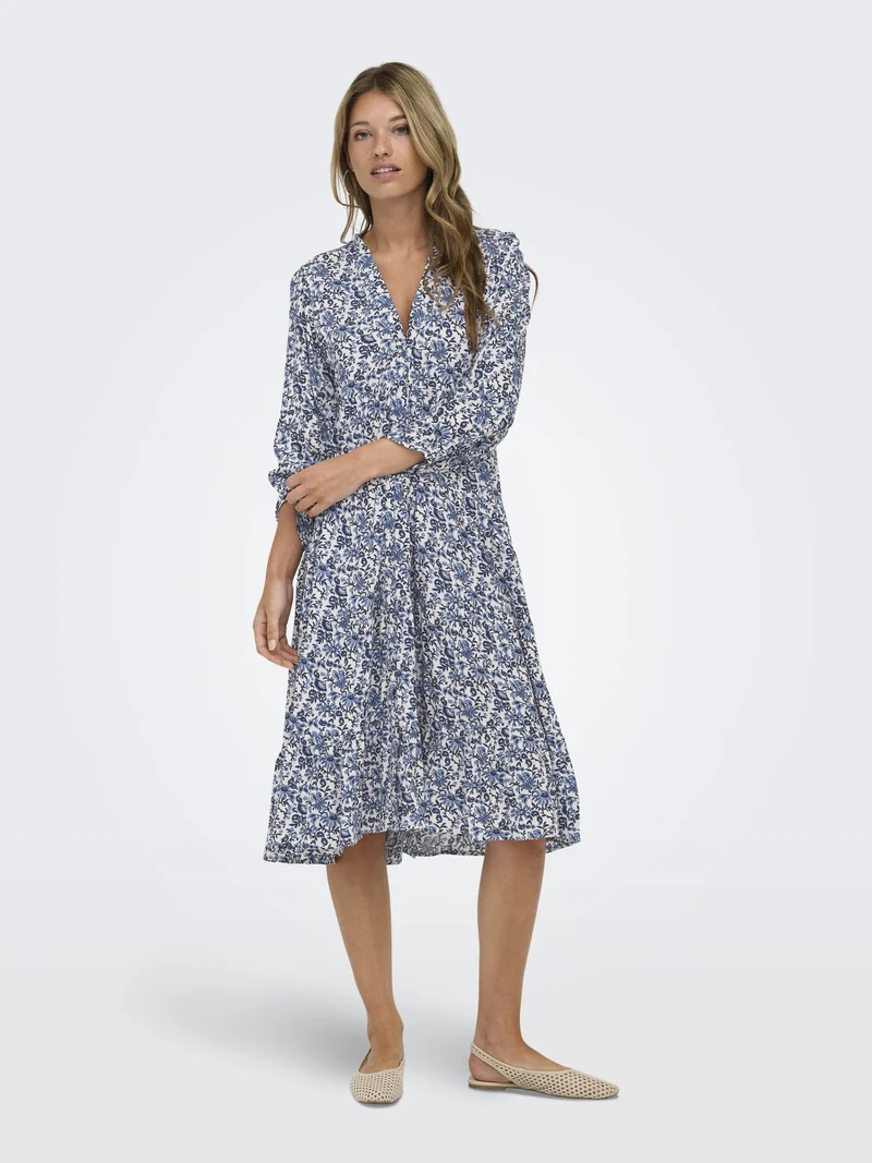ONLMILANA 7/8 DRESS WVN NOOS, Coronet Blue/JADIE FLOWER