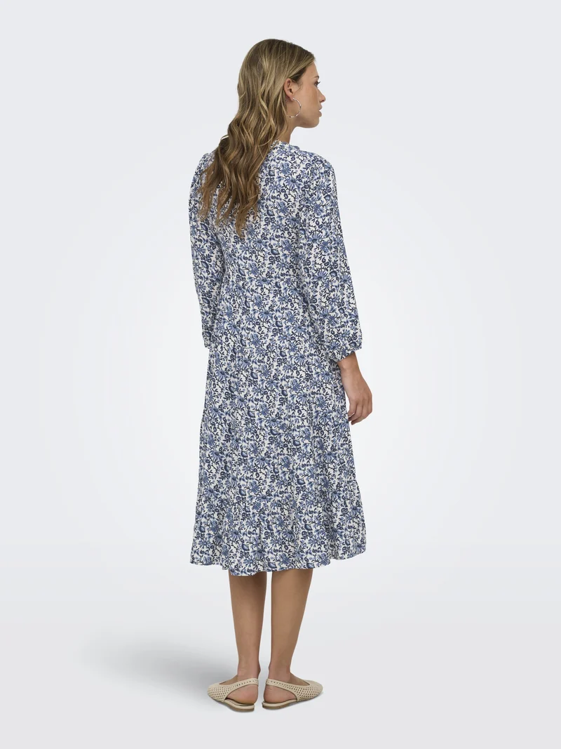 ONLMILANA 7/8 DRESS WVN NOOS, Coronet Blue/JADIE FLOWER