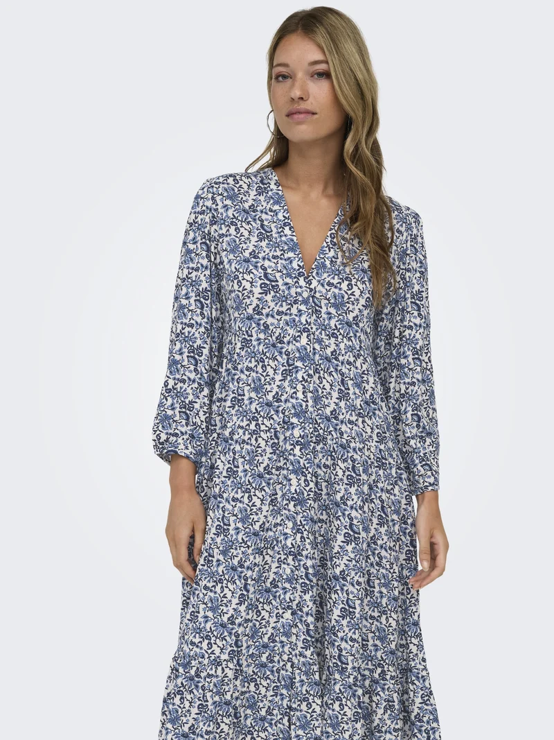ONLMILANA 7/8 DRESS WVN NOOS, Coronet Blue/JADIE FLOWER