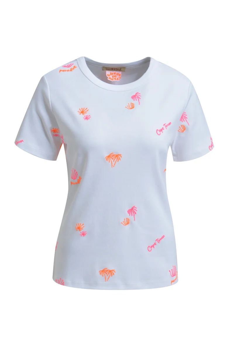 REGULAR INTERLOCK T-SHIRT EMBROIDER, WHITE