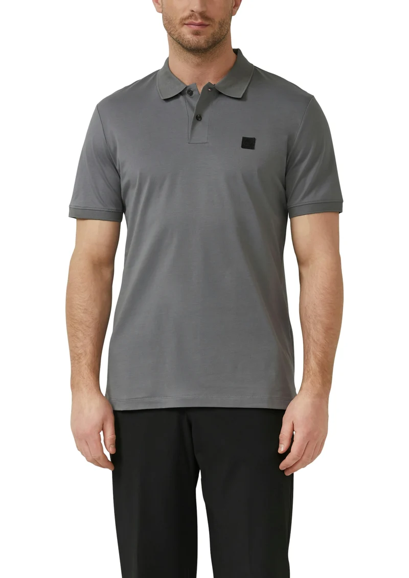 Polo-Shirt, GREY/BLACK