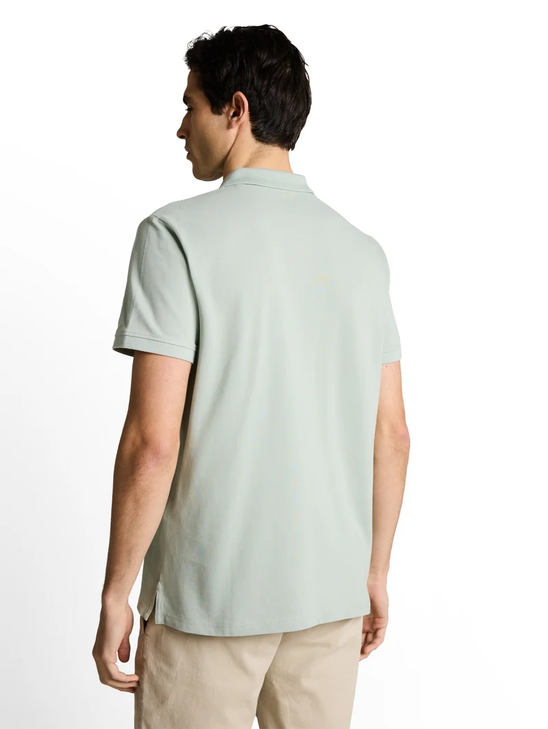 basic polo with contrast, soft greyish green