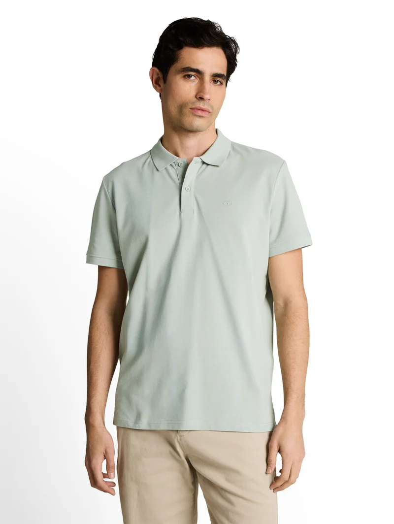basic polo with contrast, soft greyish green