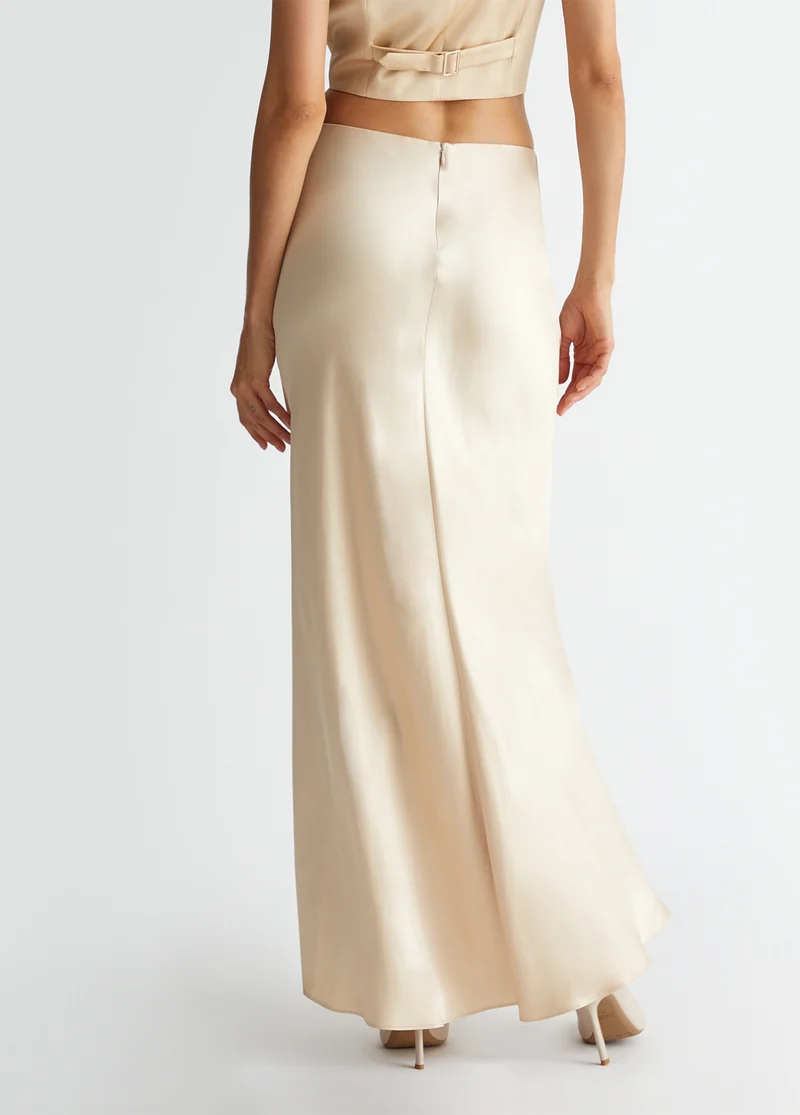 Long satin co-ord skirt