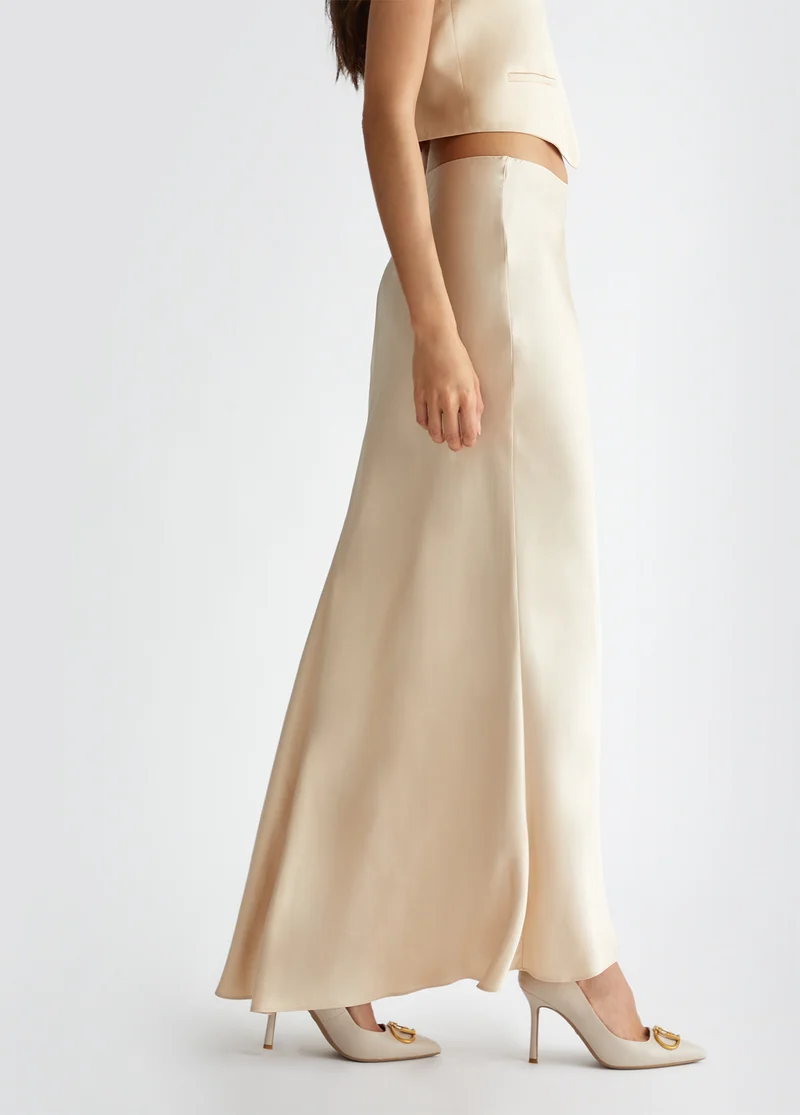 Long satin co-ord skirt