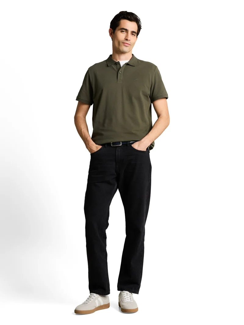 basic polo with contrast, deep leaf green