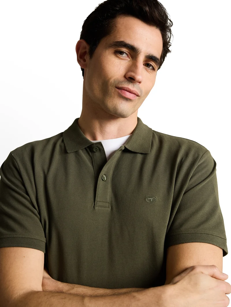 basic polo with contrast, deep leaf green