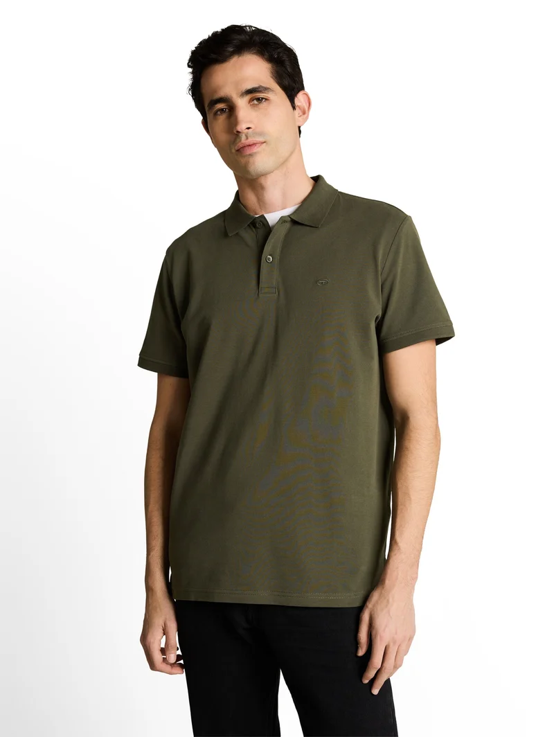 basic polo with contrast, deep leaf green